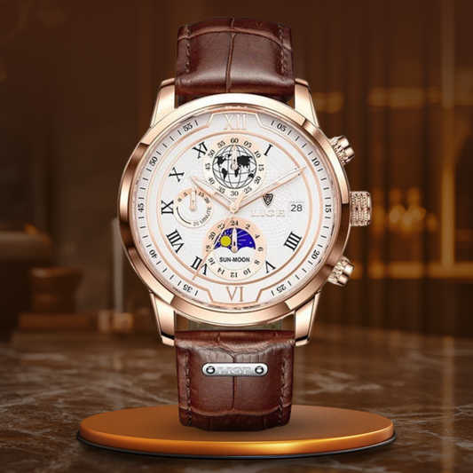 Montre Chronographe avec Bracelet en Cuir Premium