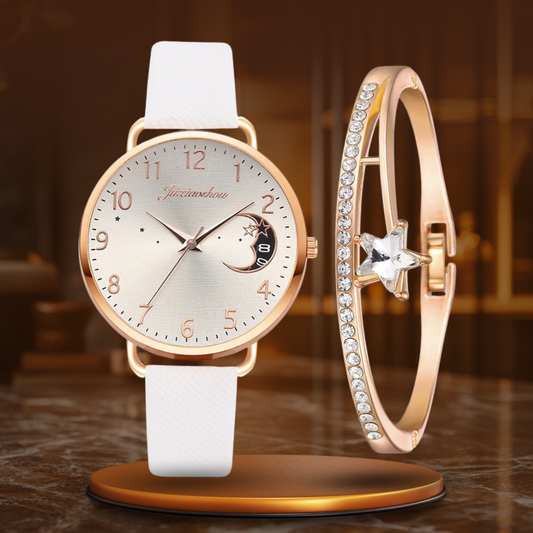 Montre à cadran inspiré de la lune et ensemble de bracelets